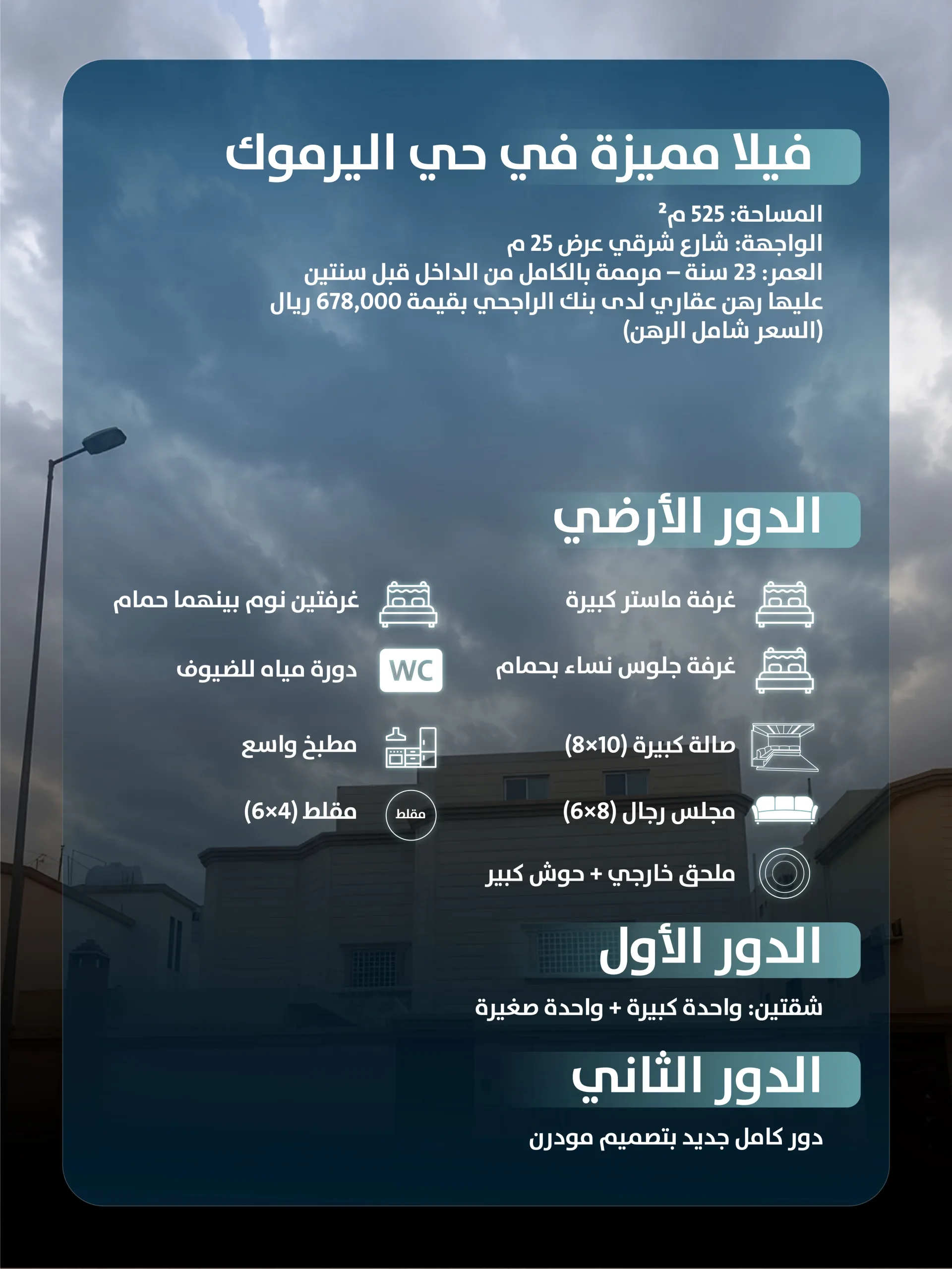 فيلا مميزة للبيع في حي اليرموك - شارع المسروح (الرياض)
